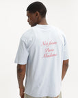 Drole T-Shirt Slogan Calligraphy Light Blue