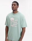 Drole T-Shirt Slogan Palmiers Water Green