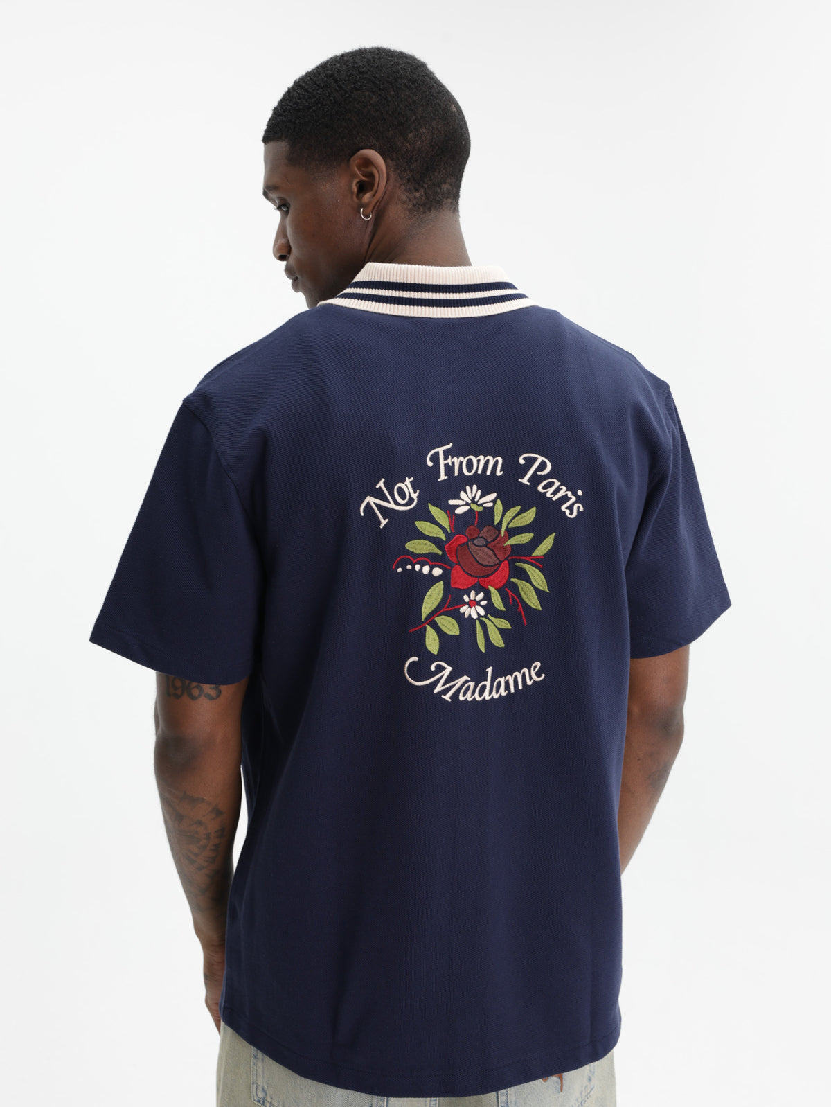 Drole Shirt Piquee Slogan Rose Navy - AL Capone Premium