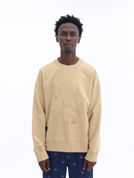 KiTSUNE Maison Kitsune Sweatshirt Crafted Daisy Oversize Beige - AL Capone