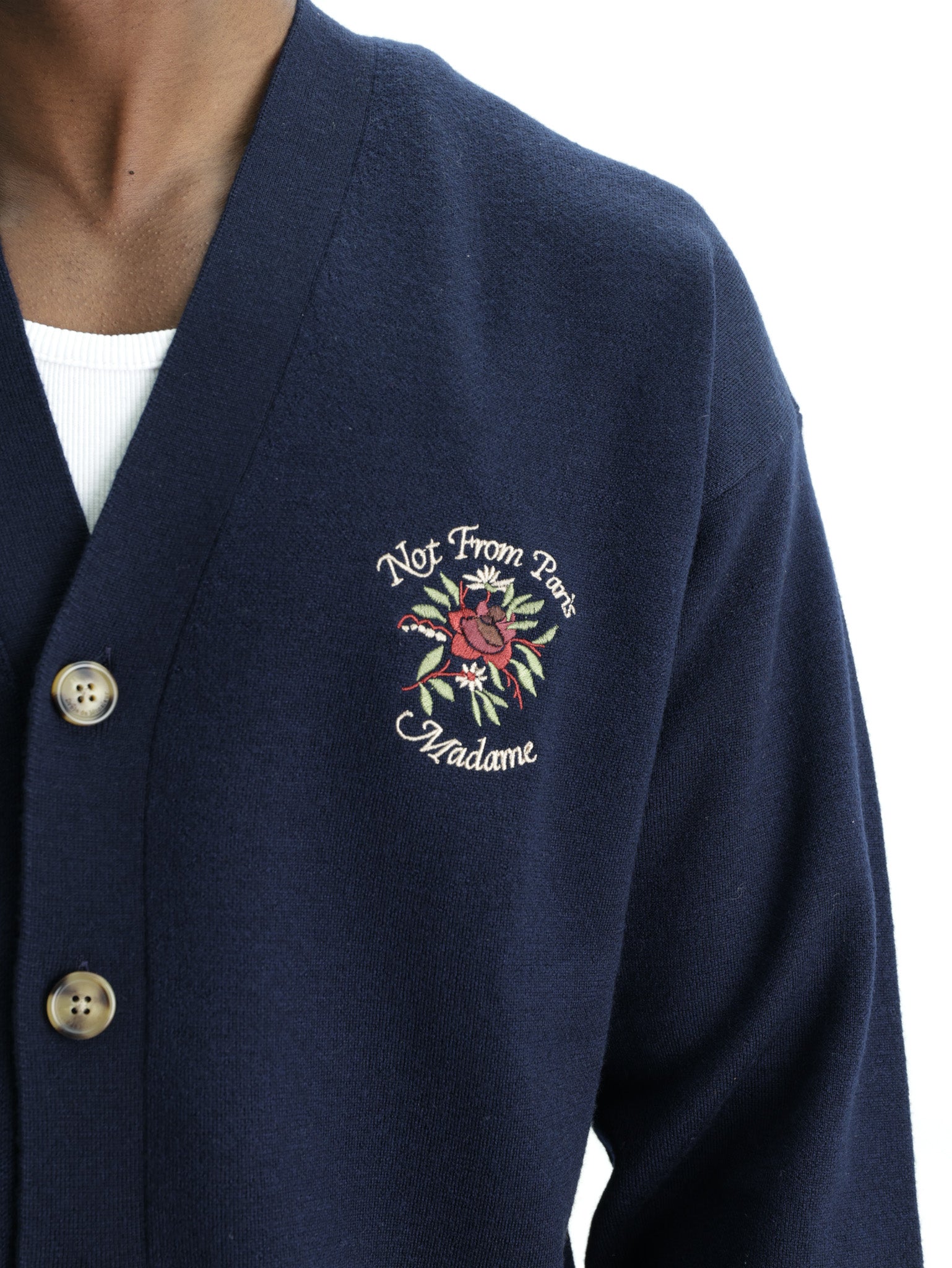 Drole Cardigan Slogan Rose Navy