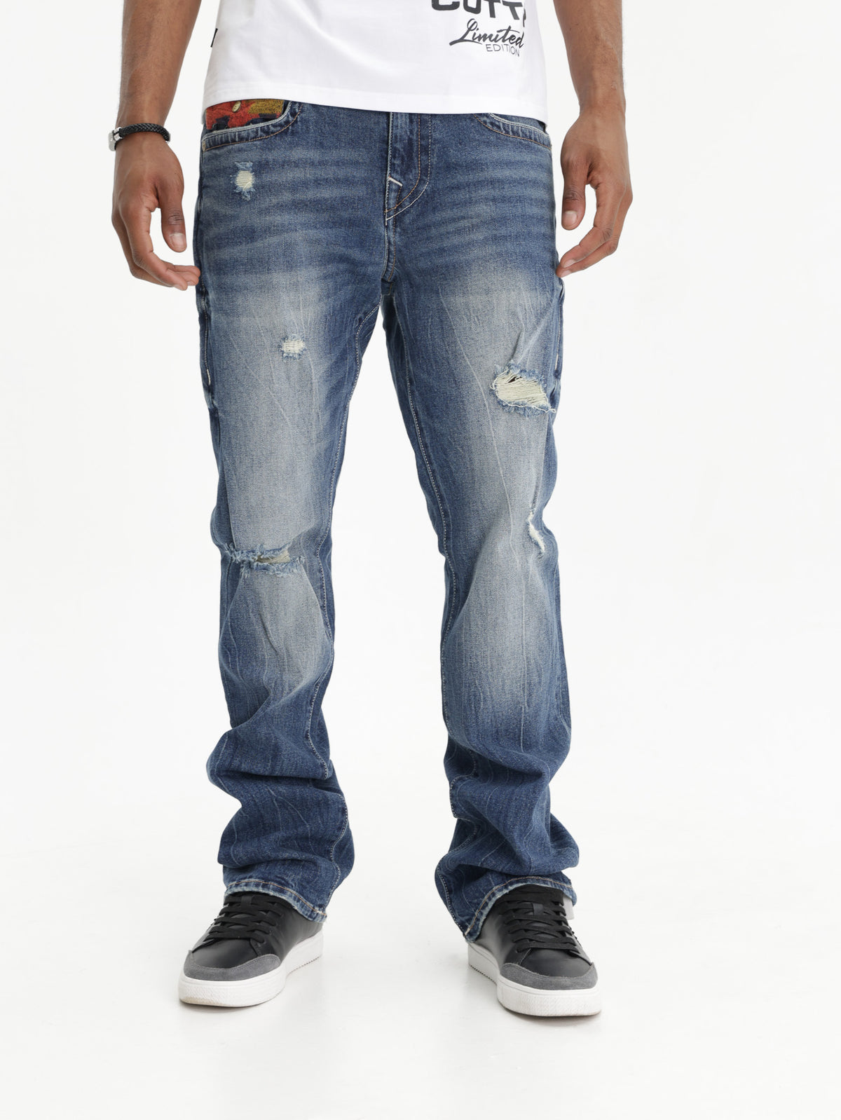 True Religion Jean Ricky Worn Rips Medium Wash