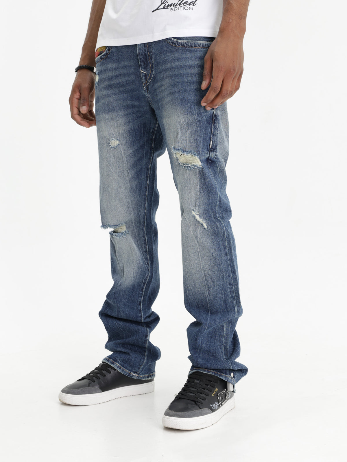 True Religion Jean Ricky Worn Rips Medium Wash
