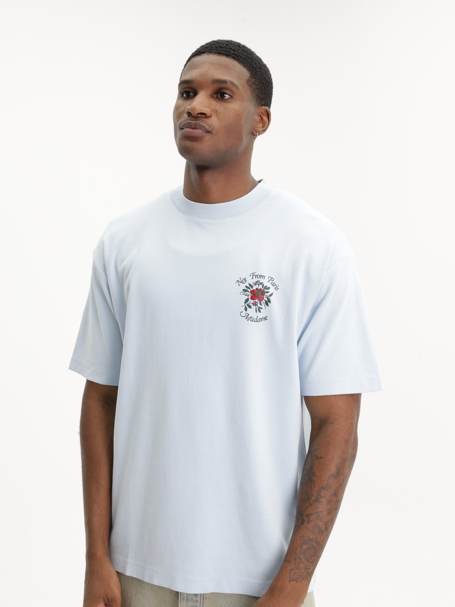 Drole T-Shirt Slogan Rose Light Blue