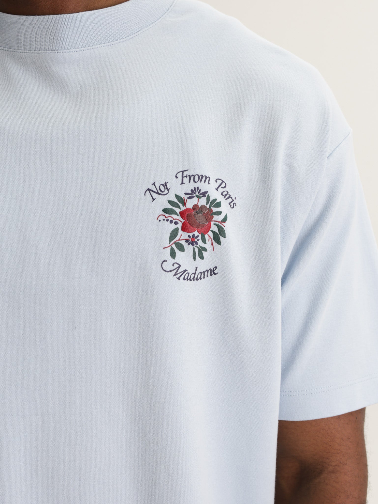 Drole T-Shirt Slogan Rose Light Blue