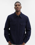 Kenzo Shirt Overshirt Woven Wool Navy Blue
