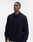 Kenzo Shirt Overshirt Woven Wool Navy Blue