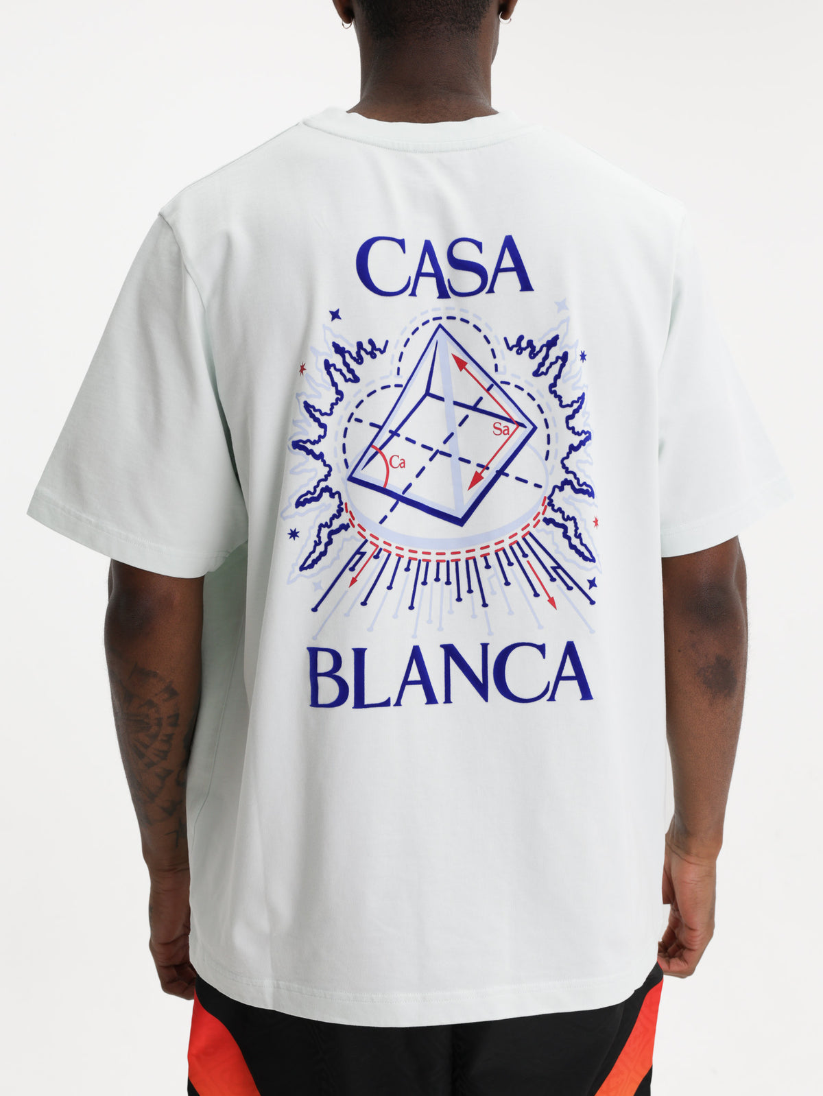 Casablanca T-Shirt Celestial Pyramid Flock Printed Classic Light Blue