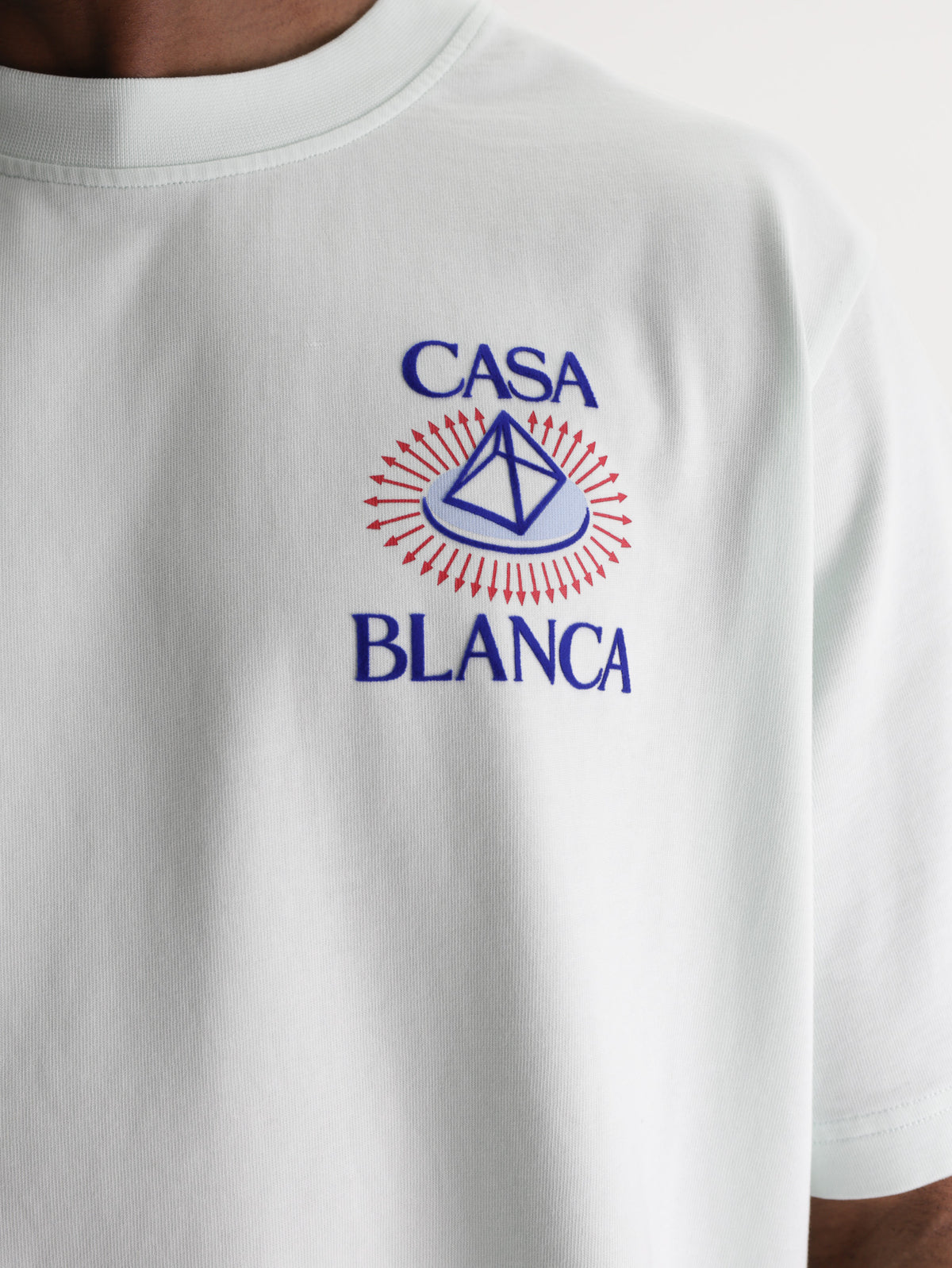 Casablanca T-Shirt Celestial Pyramid Flock Printed Classic Light Blue