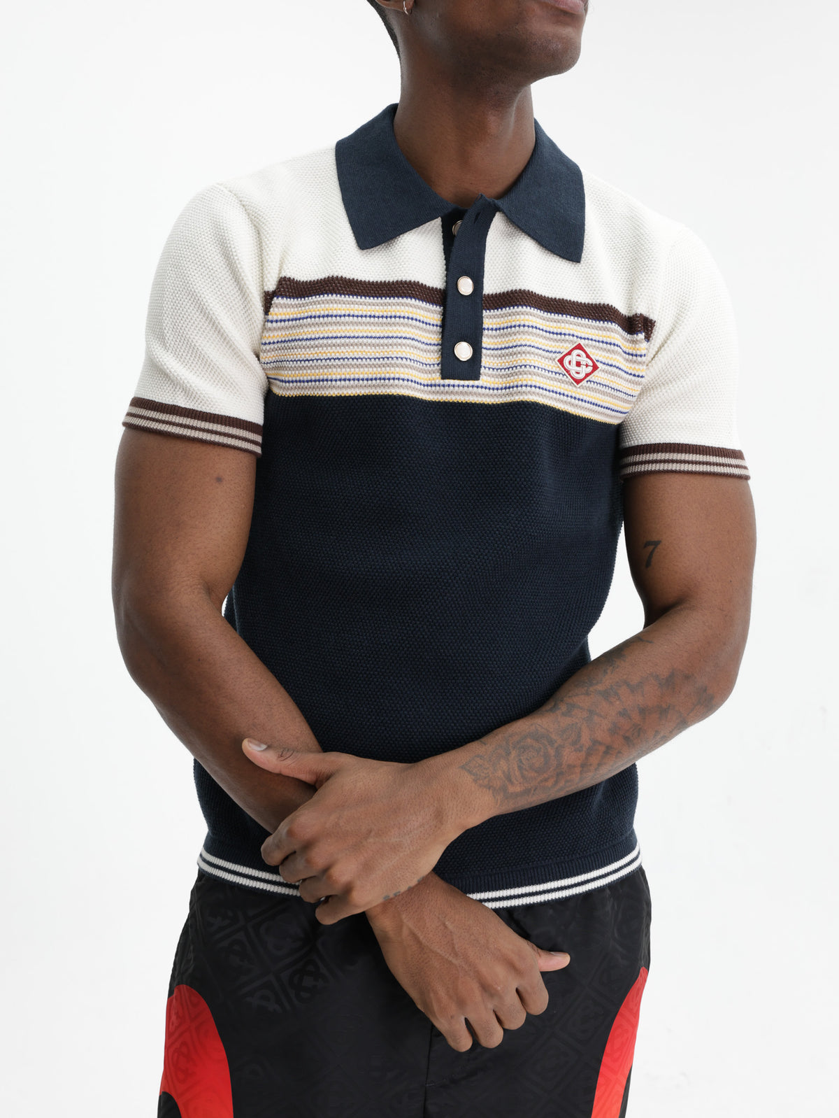 Casablanca Golfer Cafe Stripe Navy/Cream/White