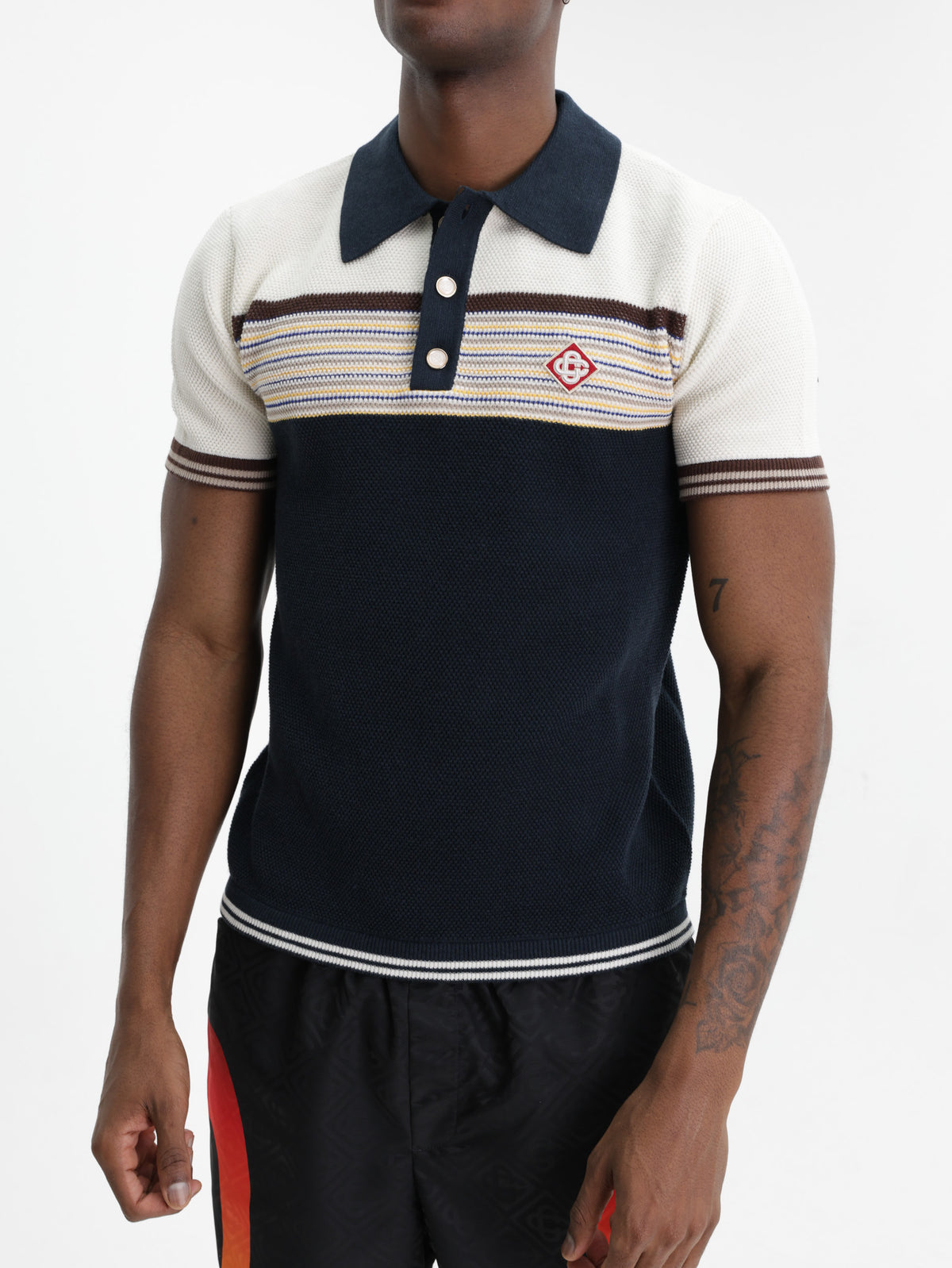 Casablanca Golfer Cafe Stripe Navy/Cream/White