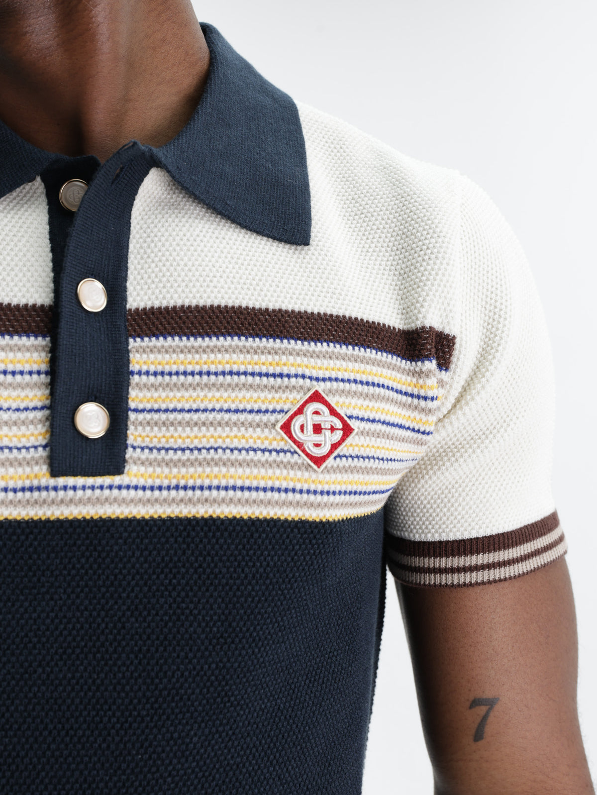 Casablanca Golfer Cafe Stripe Navy/Cream/White