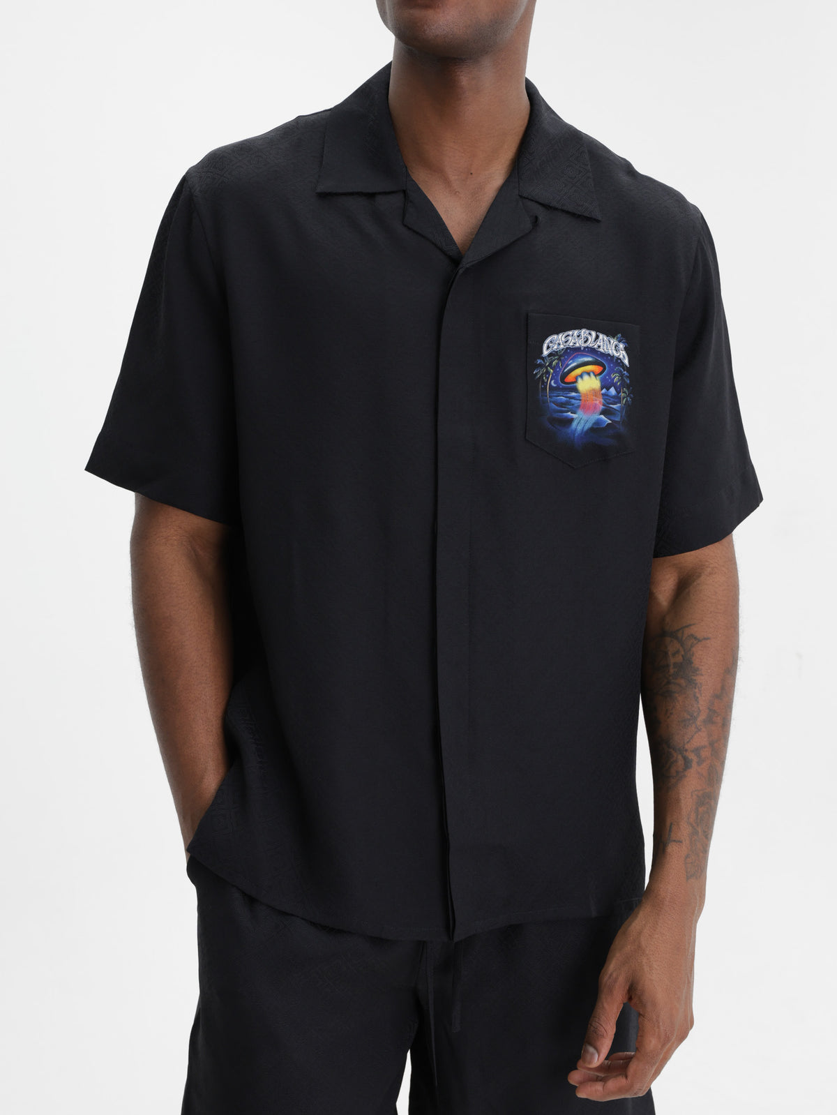 Casablanca Shirt Cuban Collar Ss Black