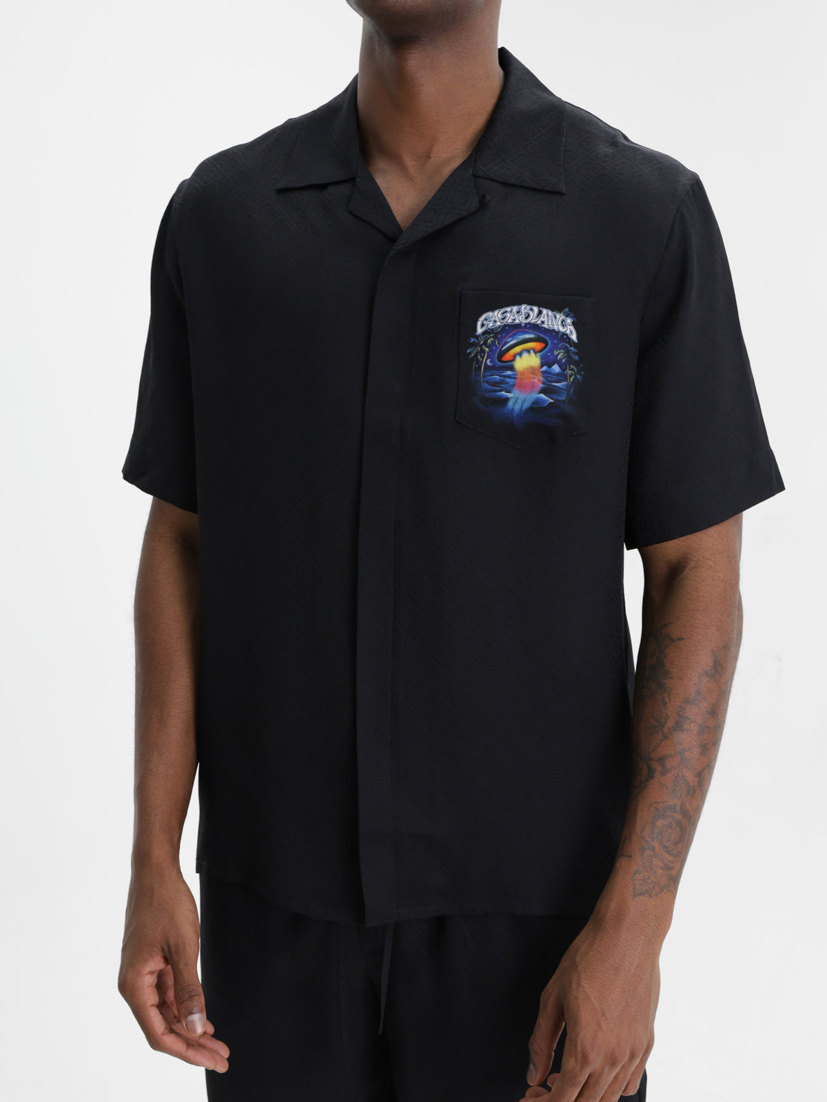 Casablanca Shirt Cuban Collar Ss Black