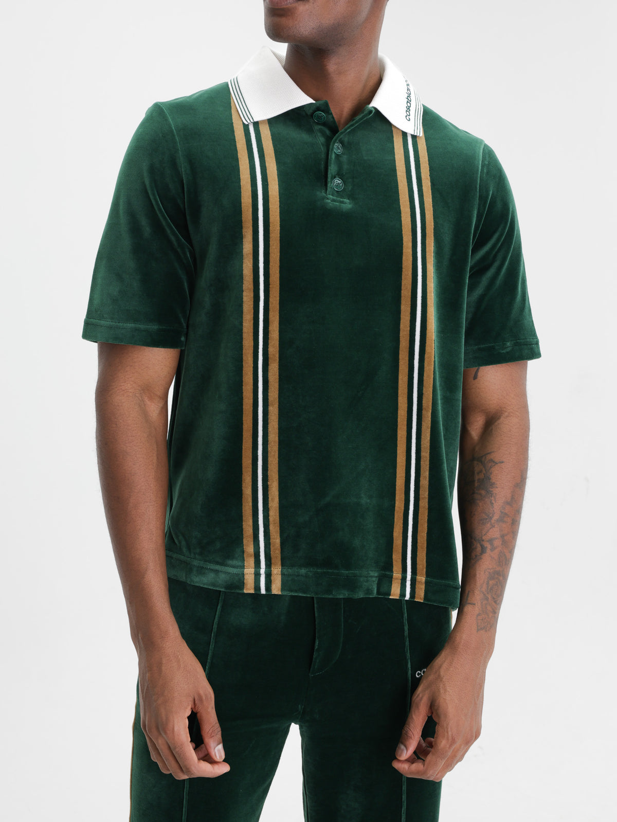 Casablanca Golfer Velour Stripe Green/Brown/Off-White