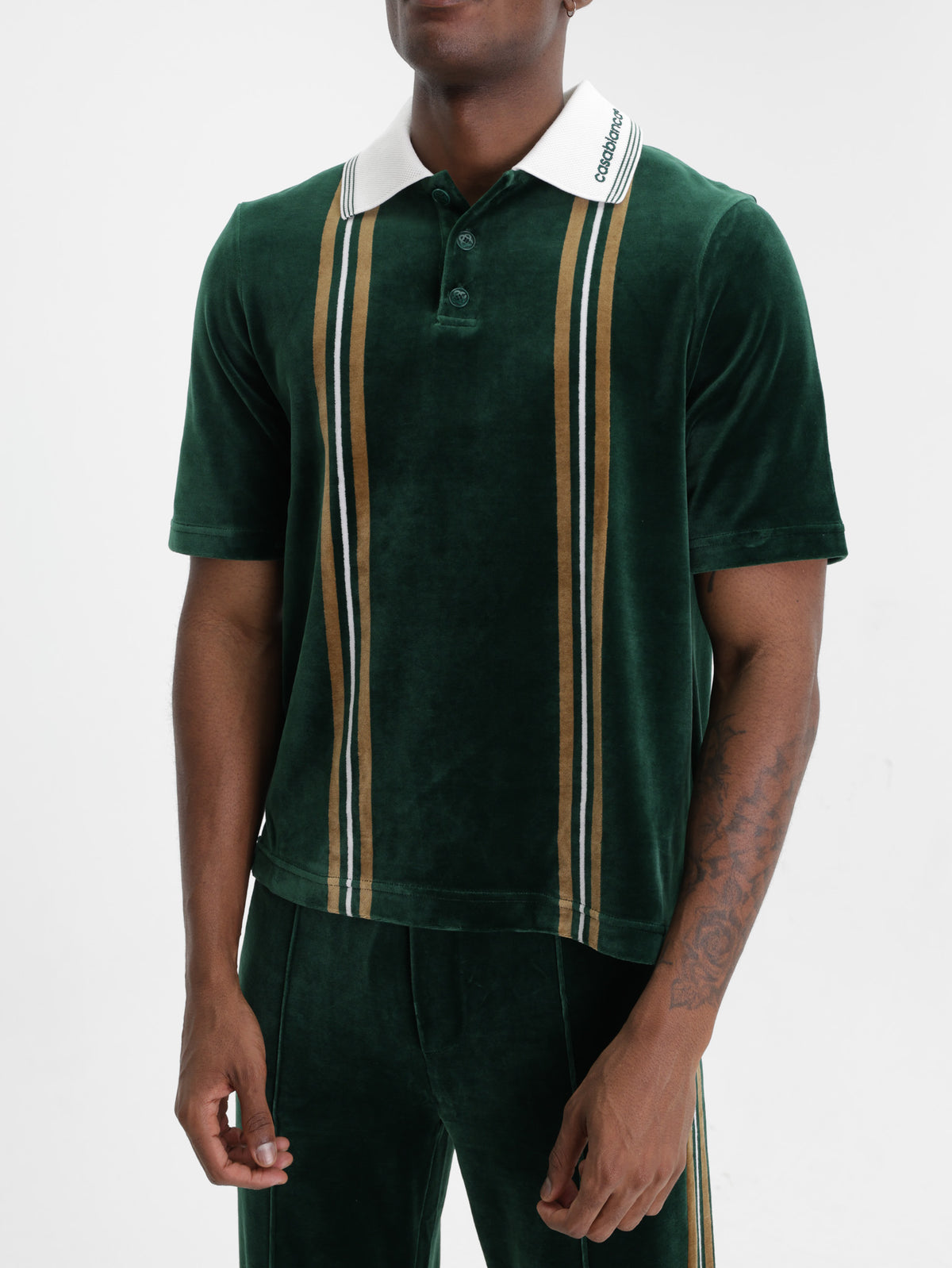 Casablanca Golfer Velour Stripe Green/Brown/Off-White
