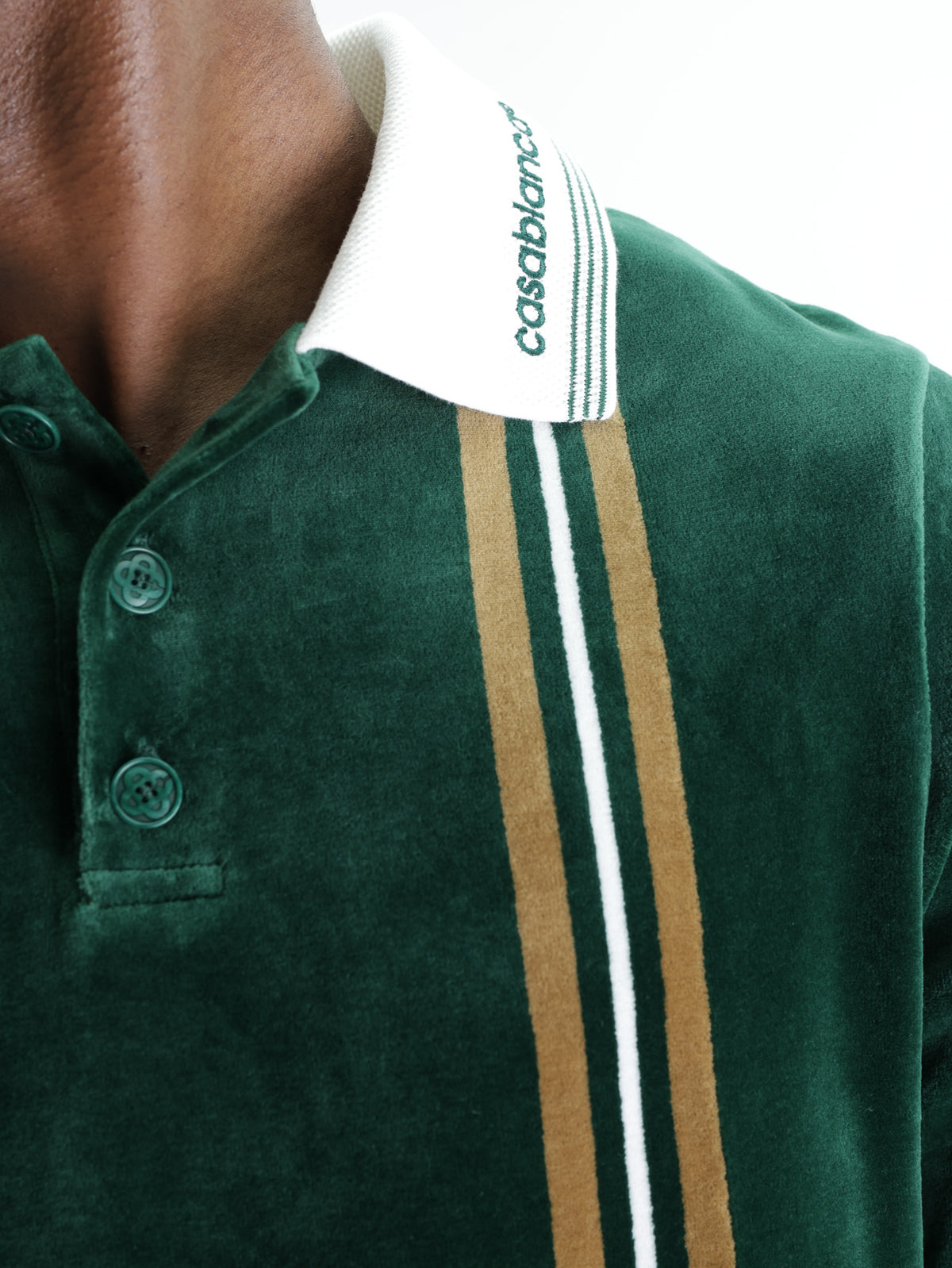 Casablanca Golfer Velour Stripe Green/Brown/Off-White