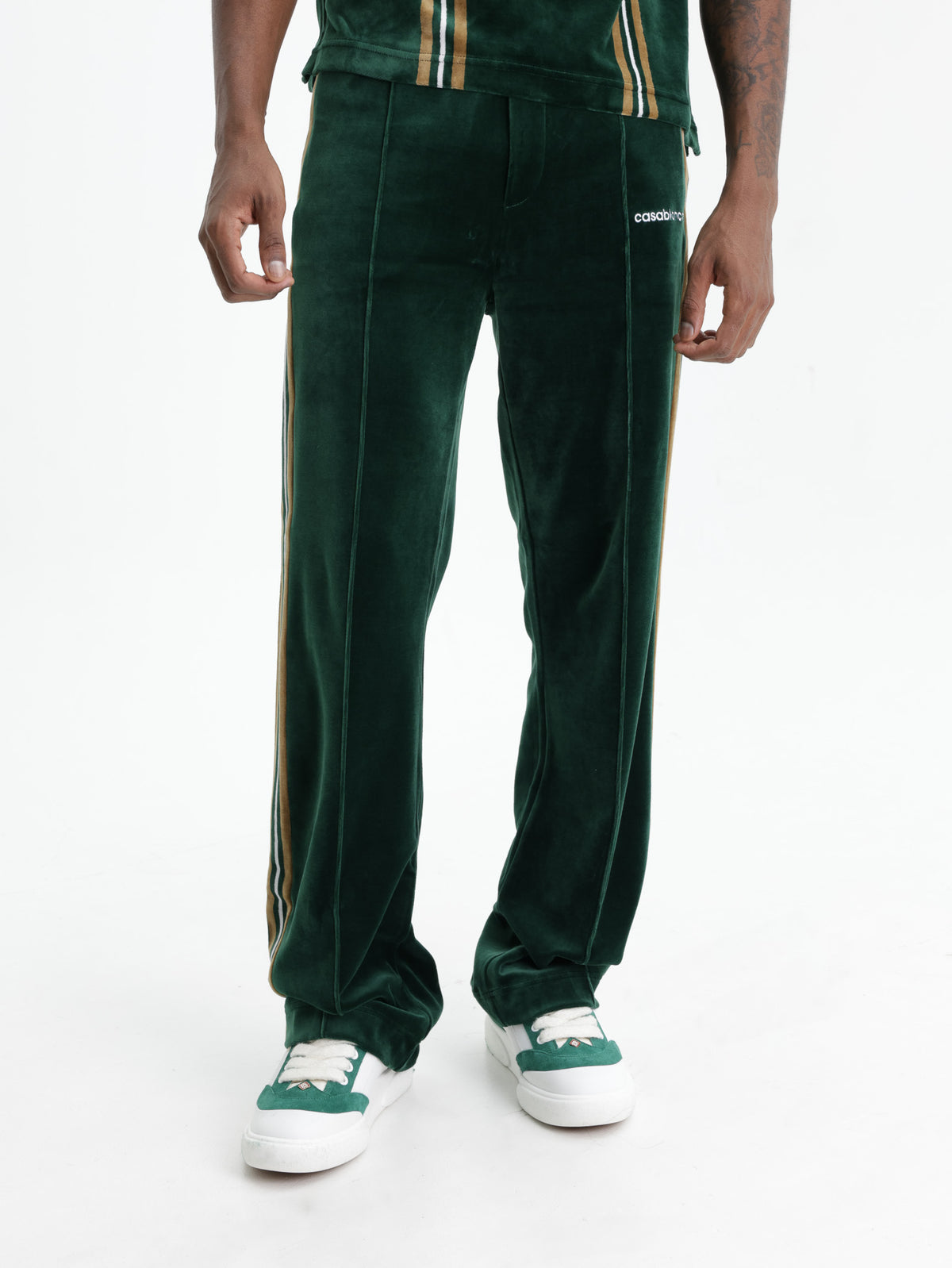 Casablanca Trackpant Velour Stripe Green/Brown/Off-White