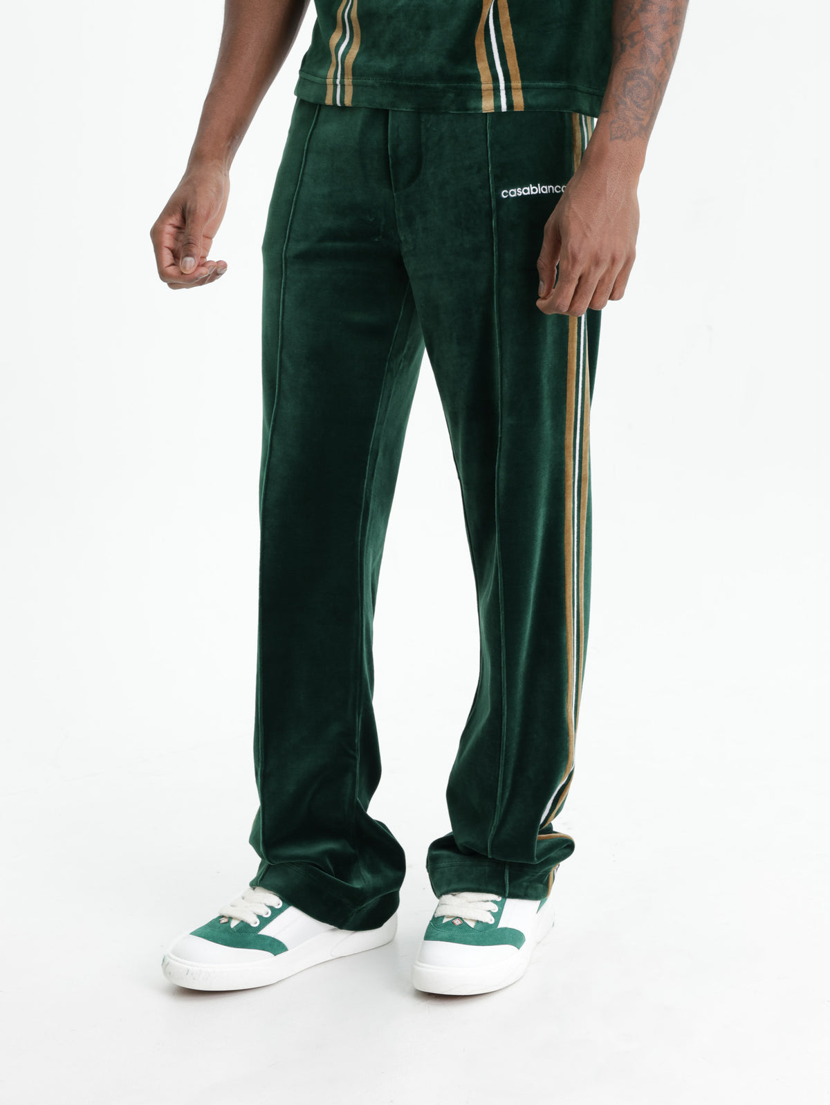 Casablanca Trackpant Velour Stripe Green/Brown/Off-White