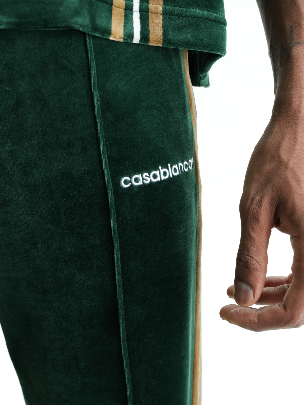 Casablanca Trackpant Velour Stripe Green/Brown/Off-White
