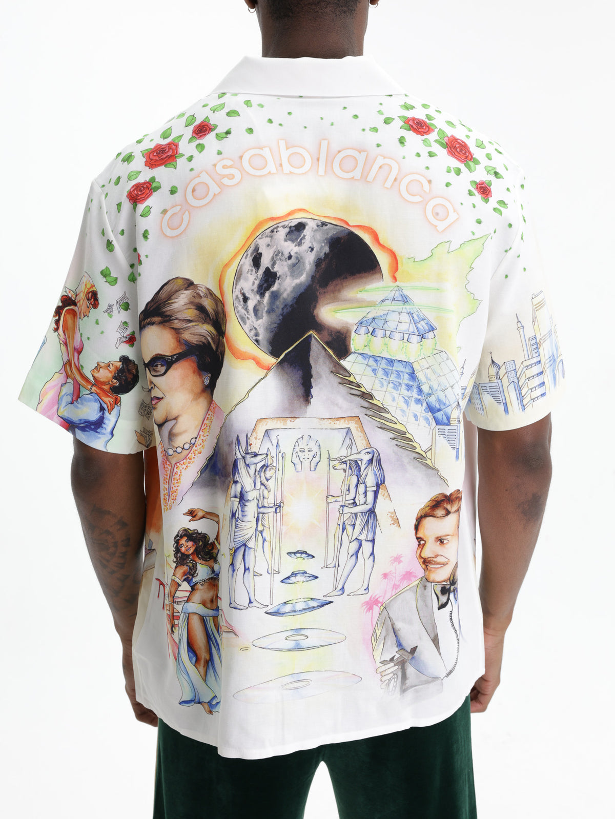 Casablanca Shirt Cuban Collar Ss White Multi Print