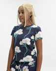 Kenzo T-Shirt Floral Off Navy Blue