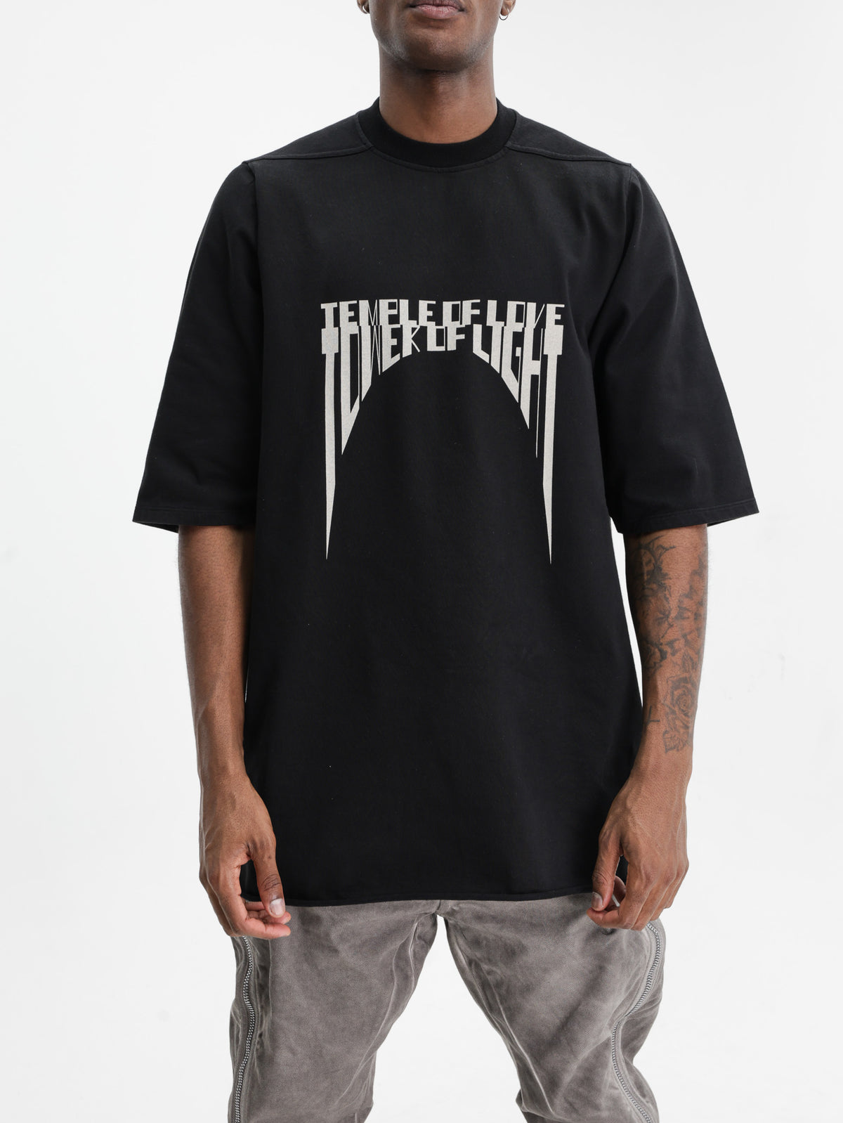 Rick Owens T-Shirt Jumbo Ss Knit Black/Pearl