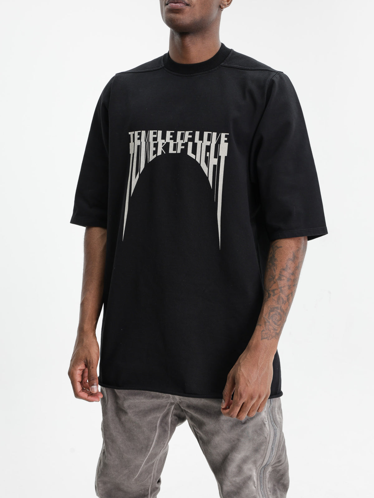 Rick Owens T-Shirt Jumbo Ss Knit Black/Pearl