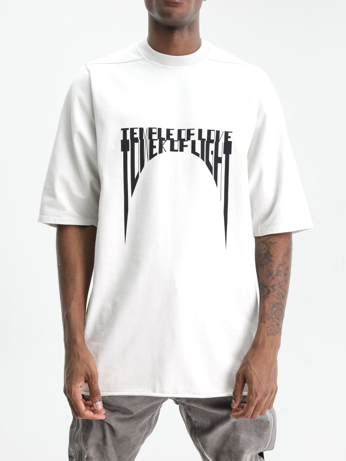 Rick Owens T-Shirt Jumbo Ss Milk Wash/Black