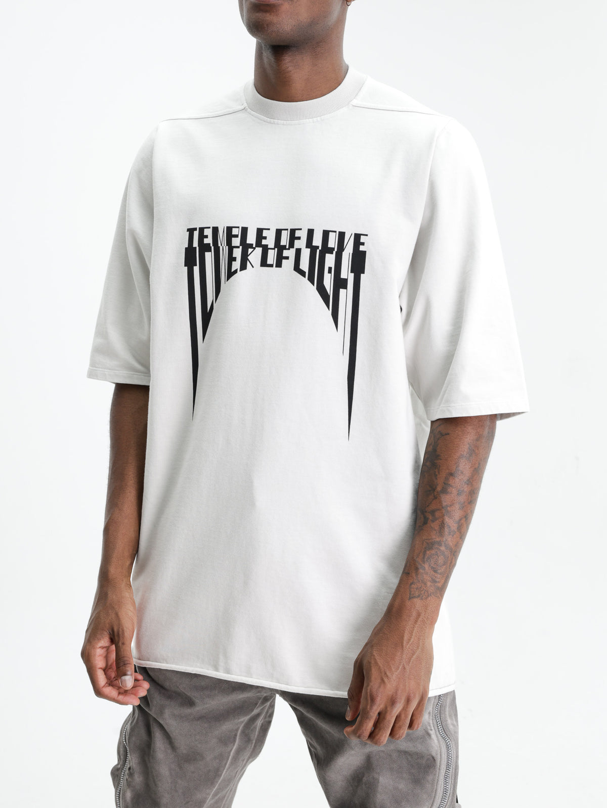 Rick Owens T-Shirt Jumbo Ss Milk Wash/Black