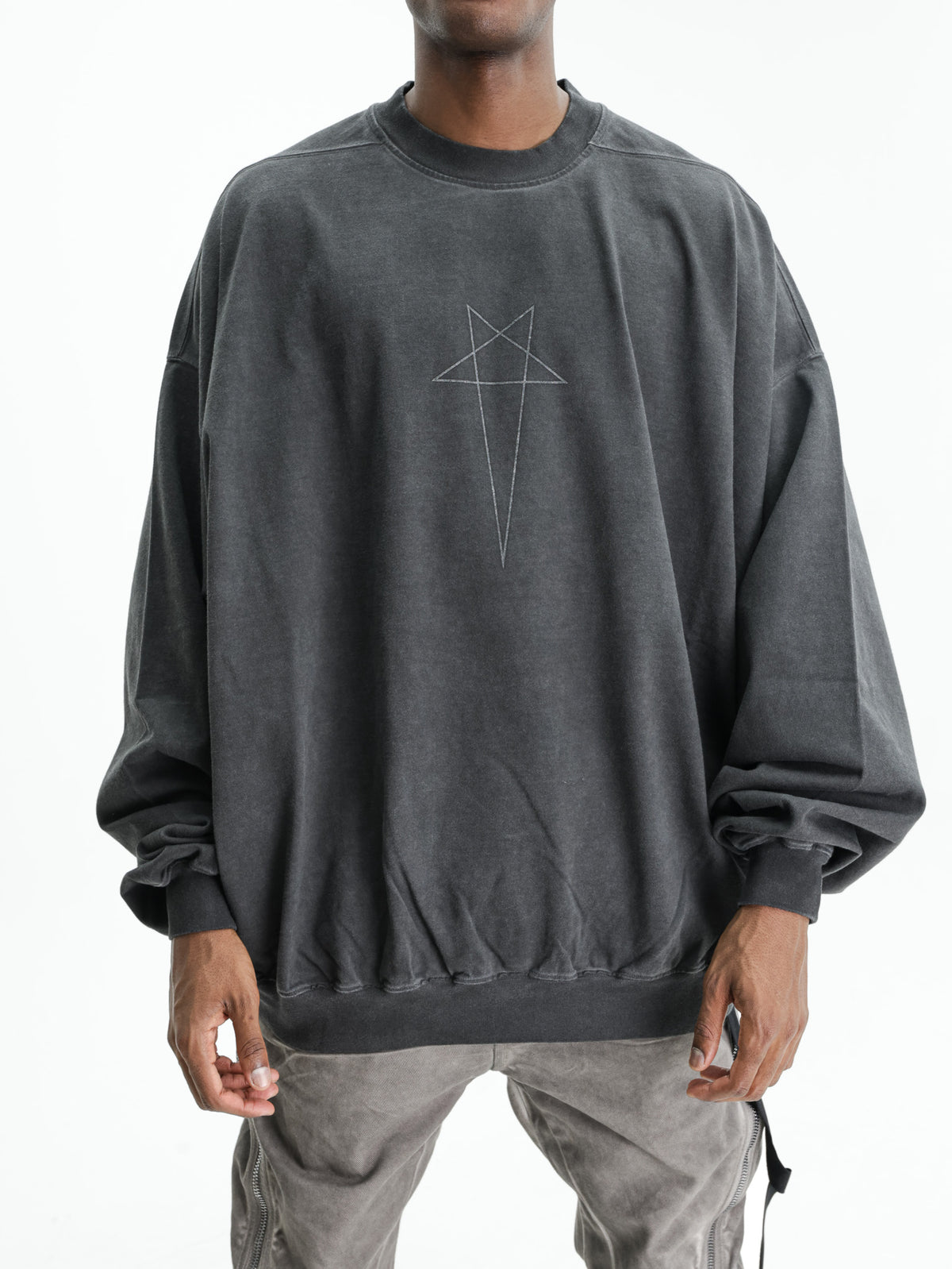 Rick Owens Sweater Hun Crewneck Knit Faded Black/Silver