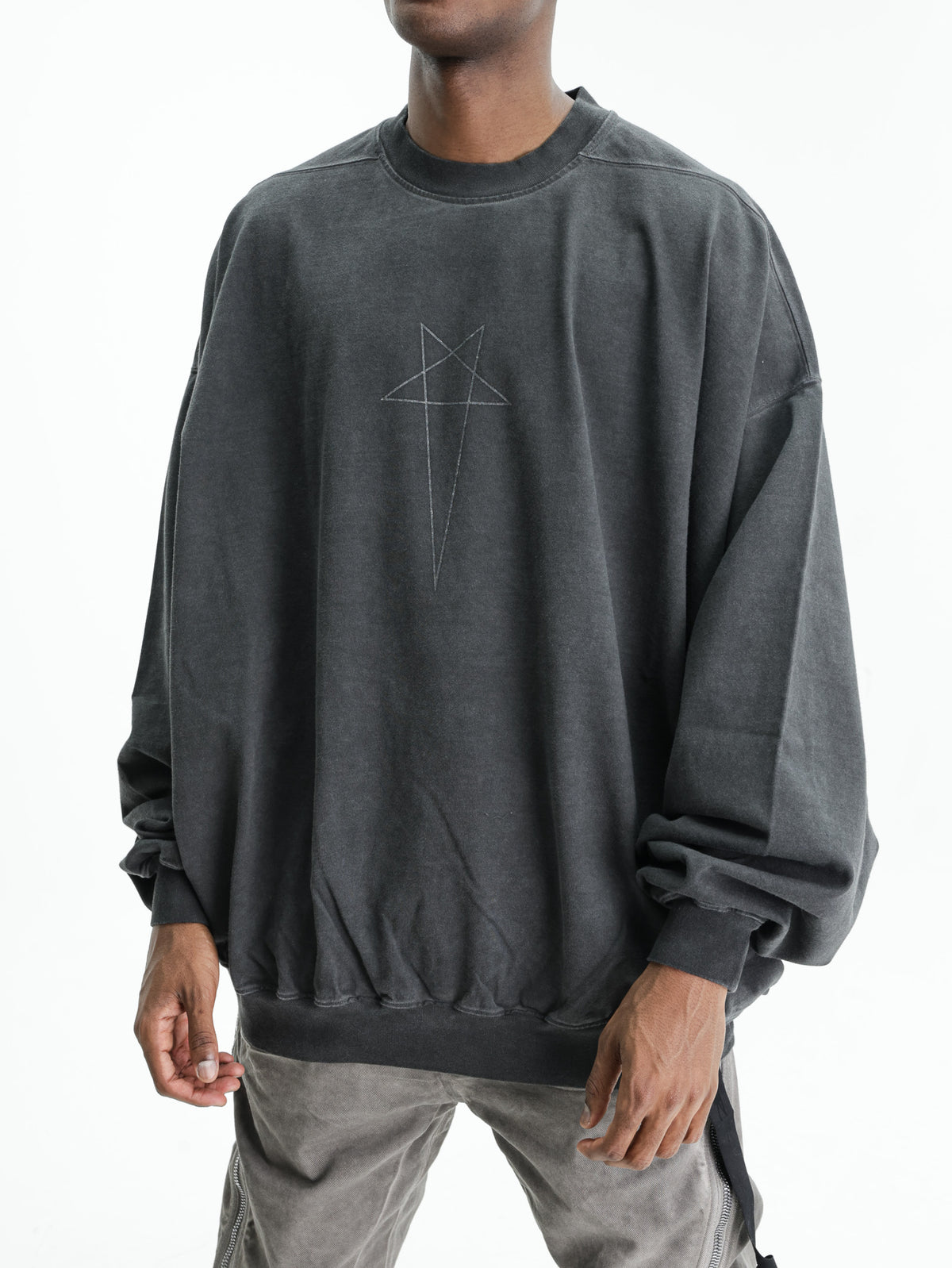 Rick Owens Sweater Hun Crewneck Knit Faded Black/Silver