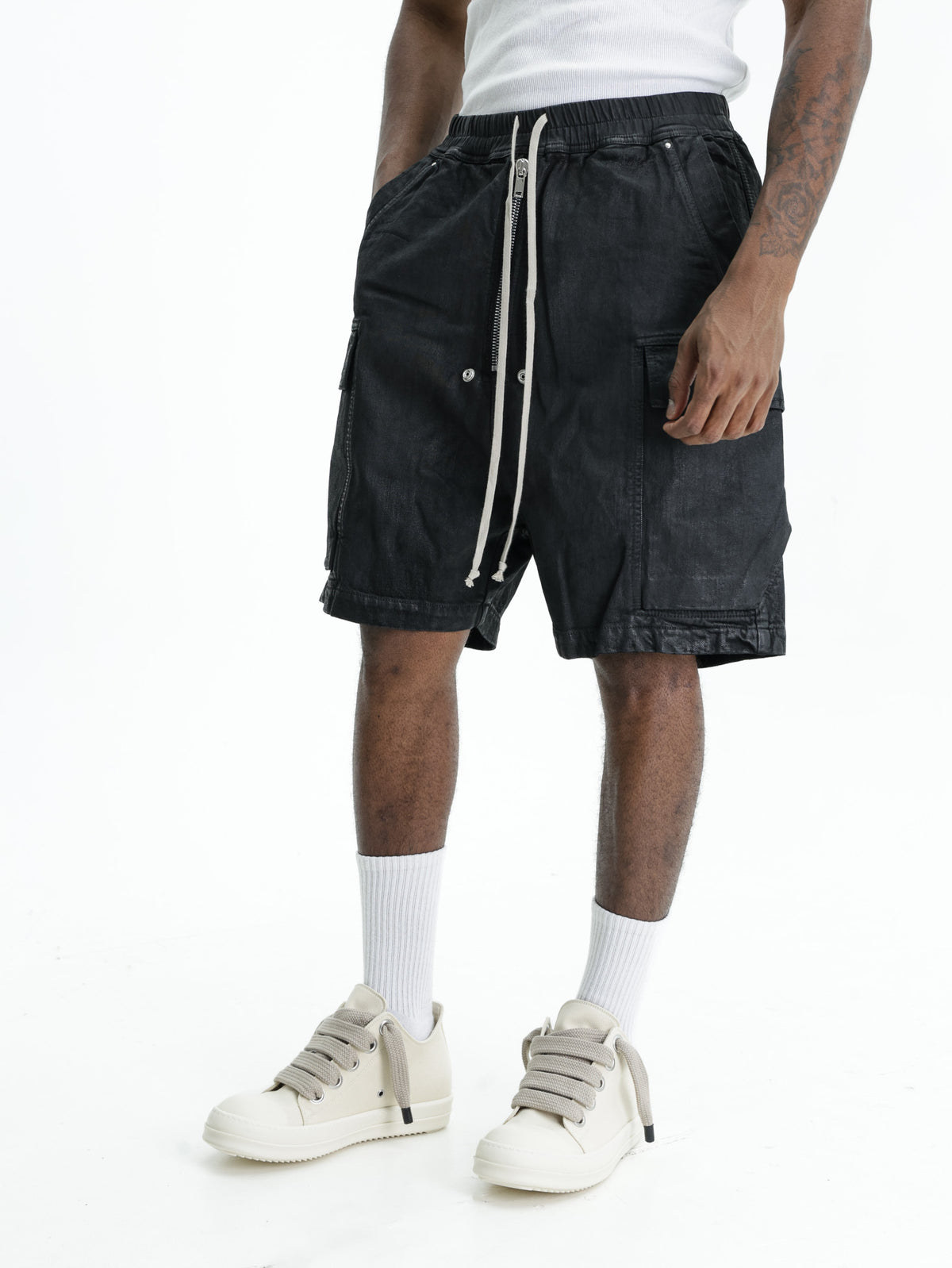 Rick Owens Shorts Cargobela Black Wax