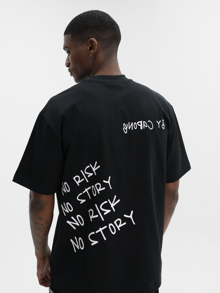 Capone T-Shirt Oversized No Risk No Story Black - AL Capone Premium