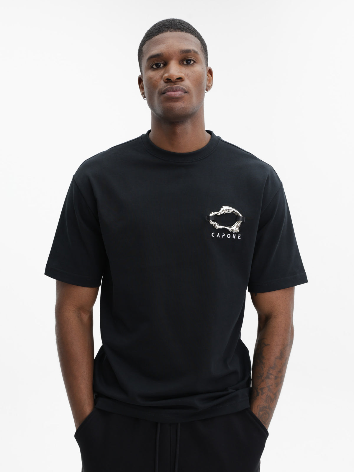 Capone Tops Capone T-Shirt Metallic Logo Black - AL Capone Premium