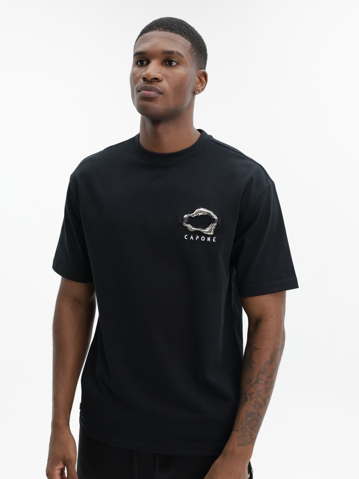 Capone Tops Capone T-Shirt Metallic Logo Black - AL Capone Premium