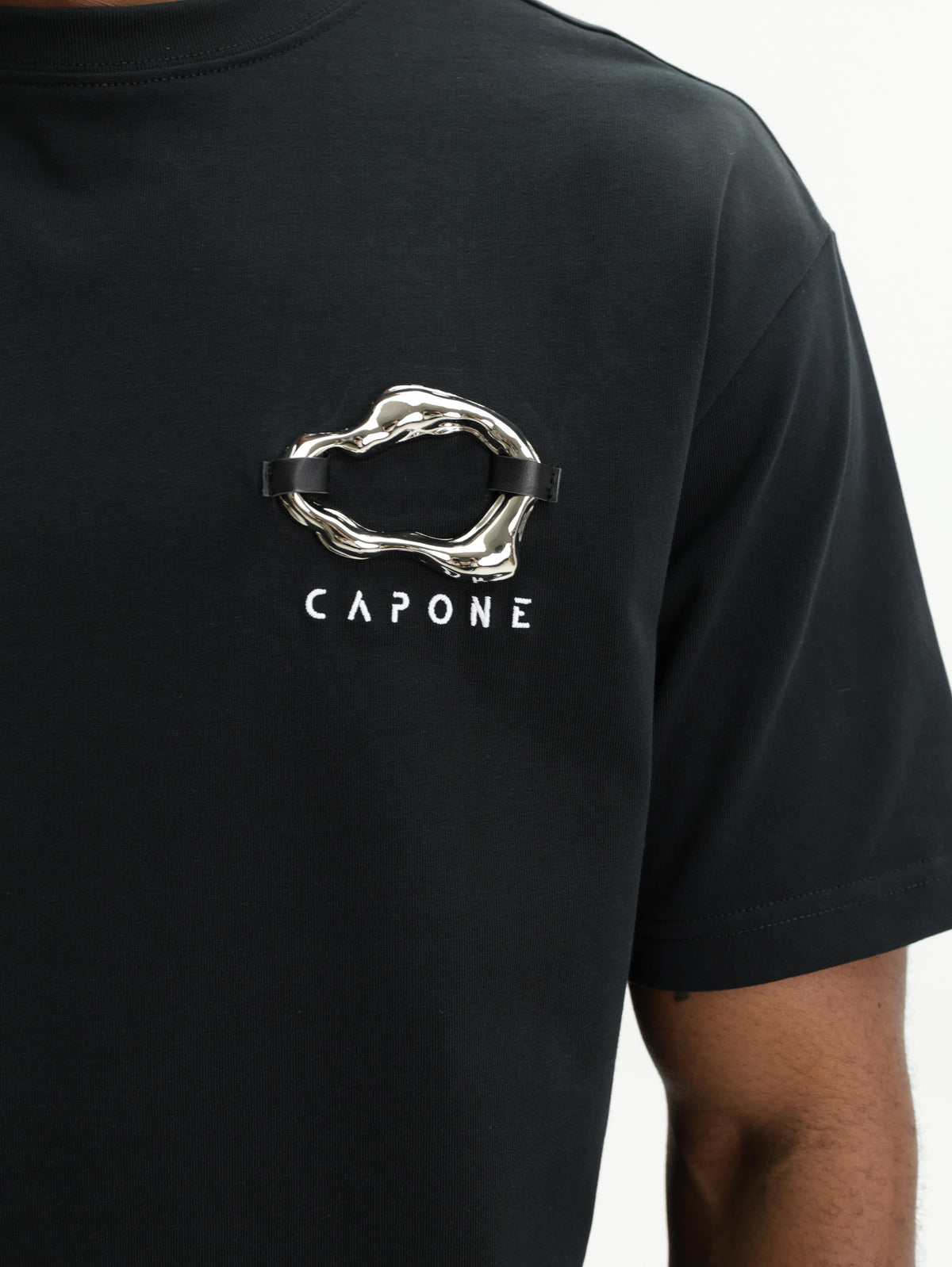 Capone Tops Capone T-Shirt Metallic Logo Black - AL Capone Premium