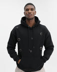 Capone Hoodie Metallic Rings  Black