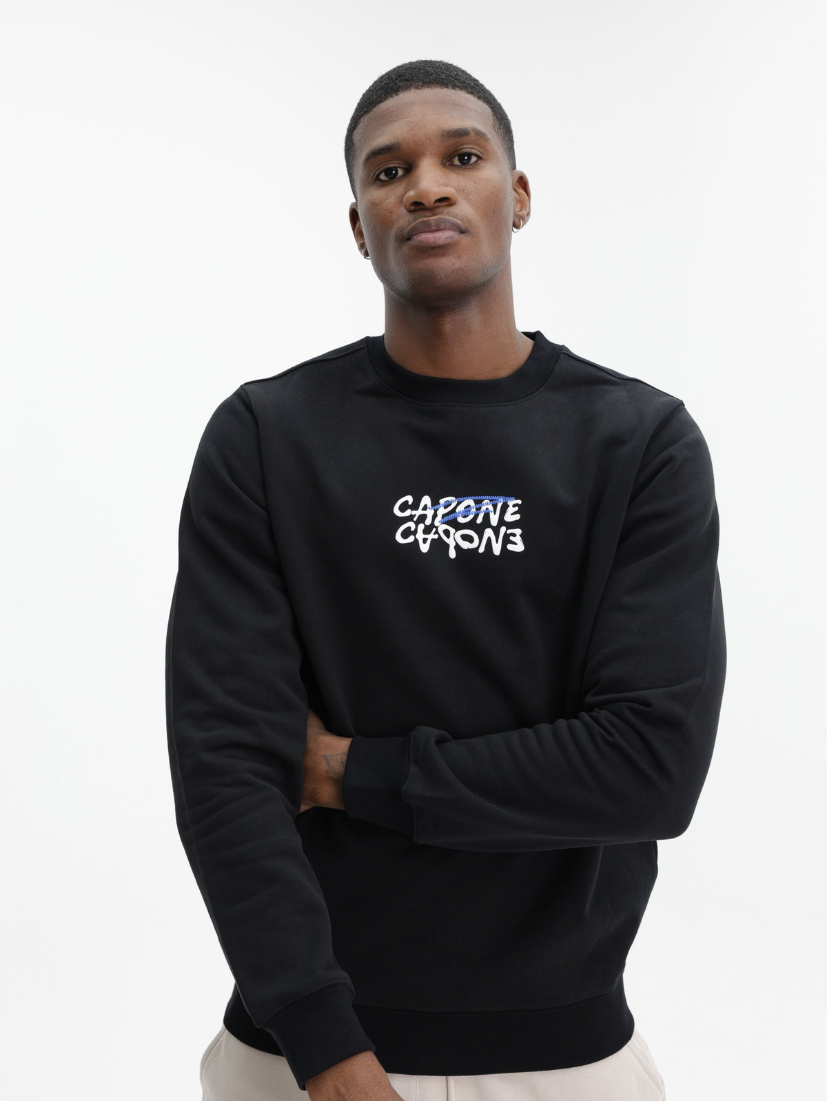 Designer Capone Capone Sweater Double Logo Black - AL Capone Premium