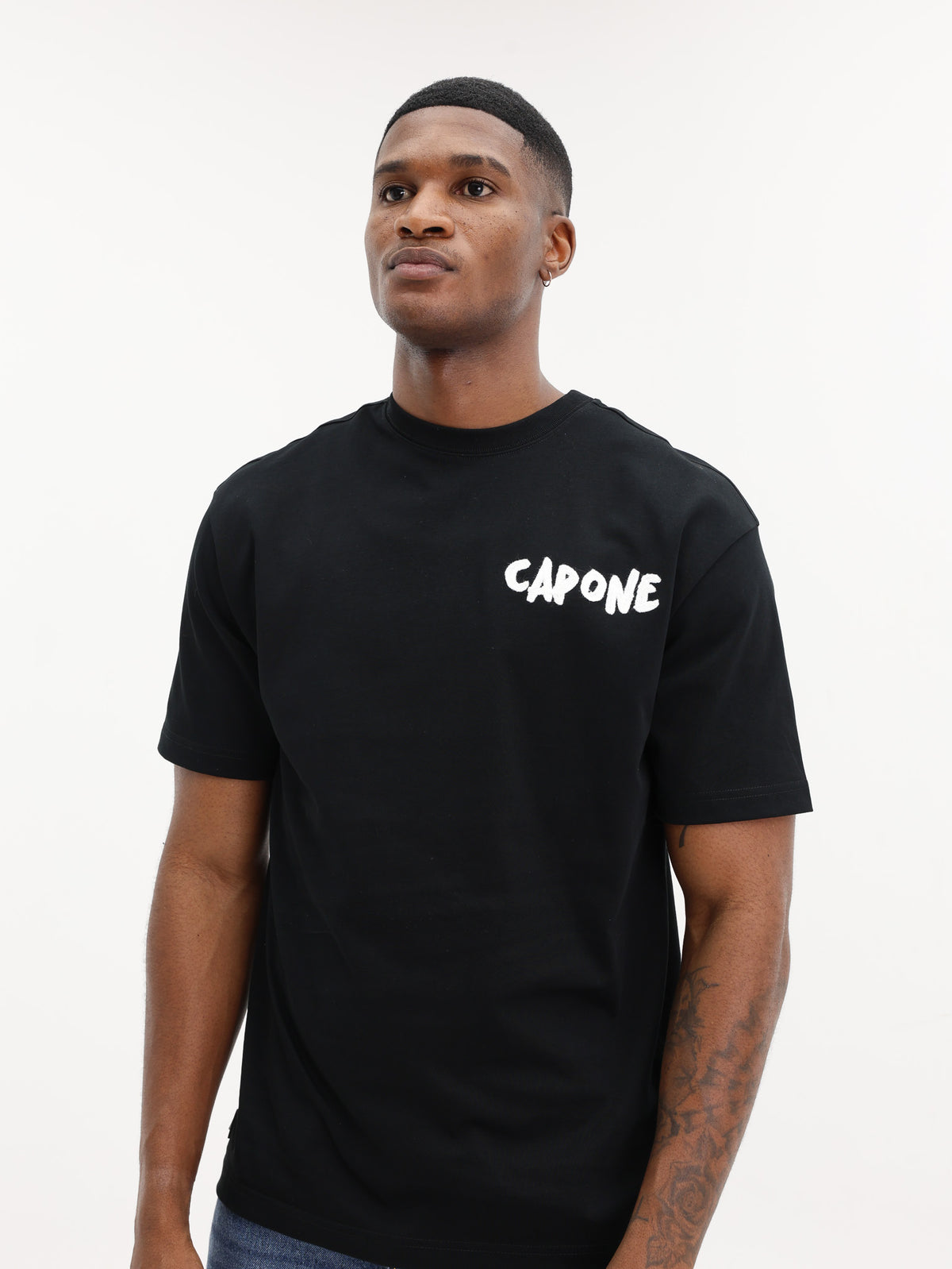 Capone T-Shirt Corner Logo Black-White - AL Capone Premium