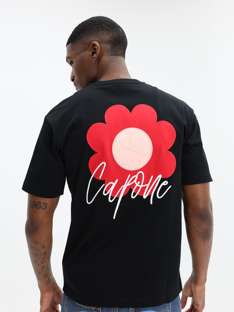 Capone T-Shirt Flower Logo Black - AL Capone Premium