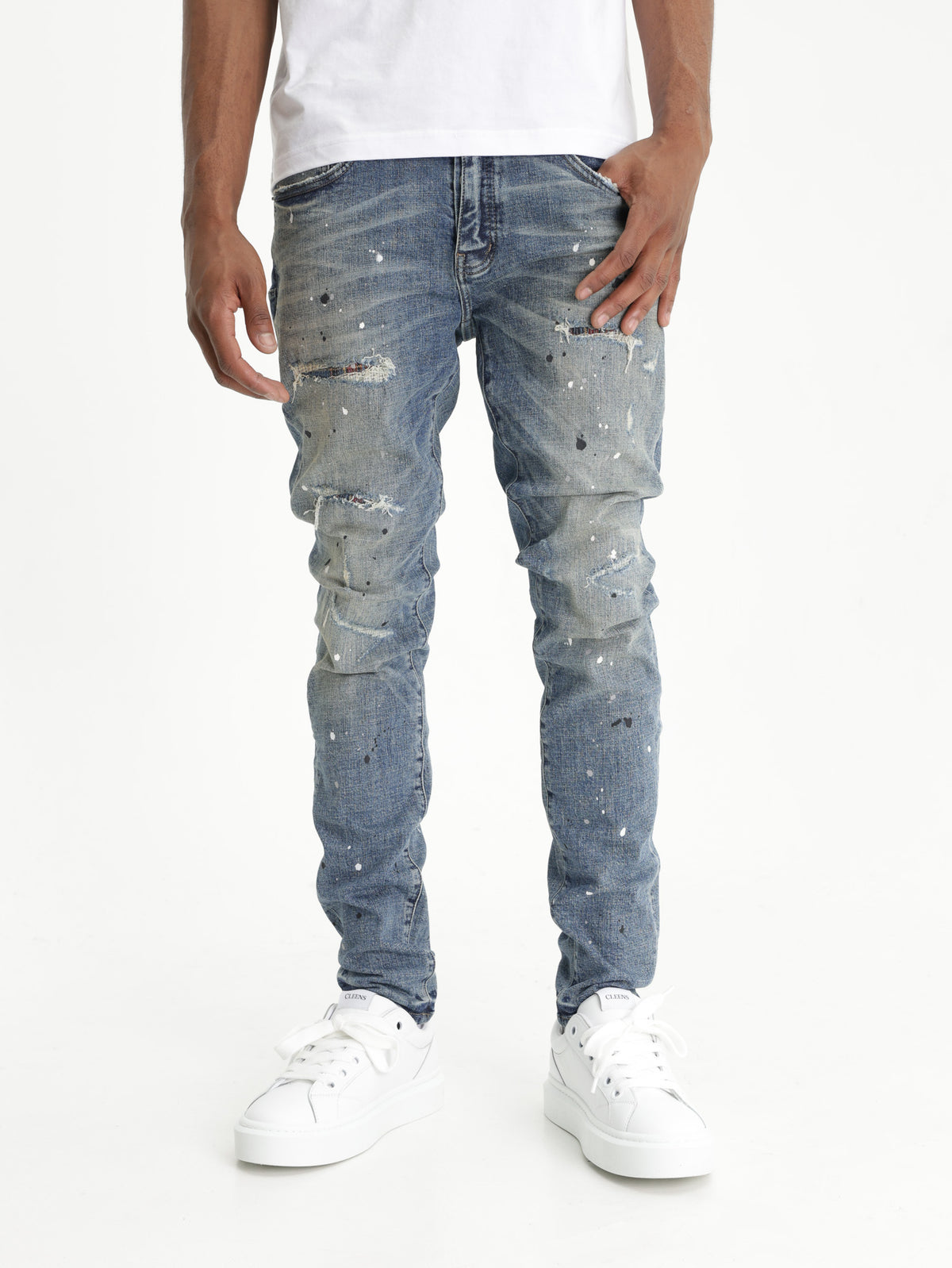 Purple Jeans Low Rise Skinny Mild Indigo