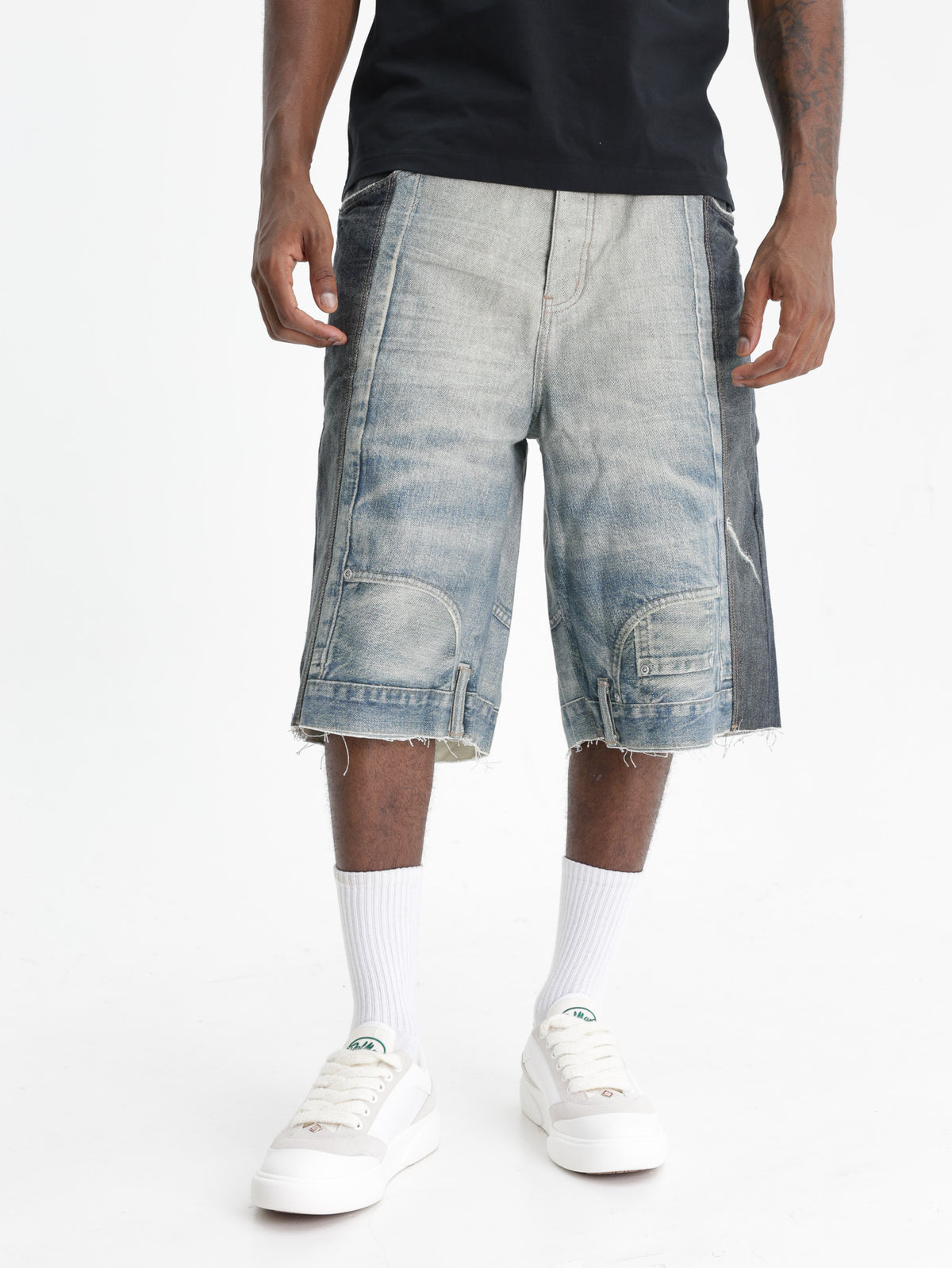 Purple Shorts Wide Leg Light/Mid Indigo