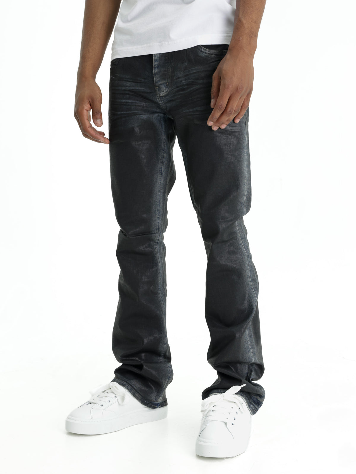 Purple Jeans Low Rise Slim Flare Dirty Coated