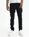 Purple Jeans Knee Slit Rinse Slim Black
