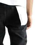 Purple Jeans Knee Slit Rinse Slim Black