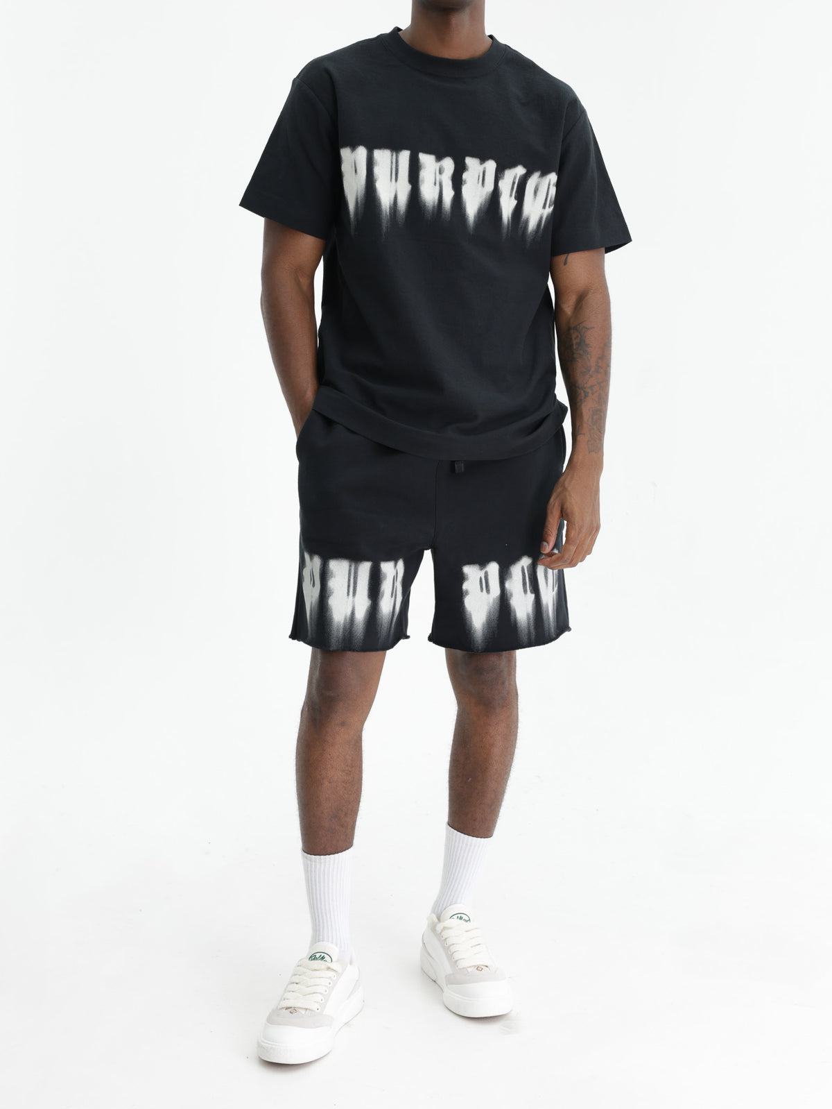 Purple T-Shirt Smudged Gothic Black