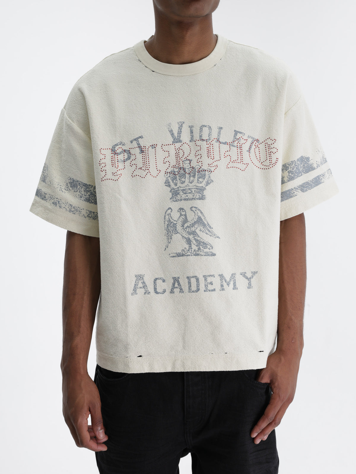 Purple T-Shirt St Violet Crystals Off White