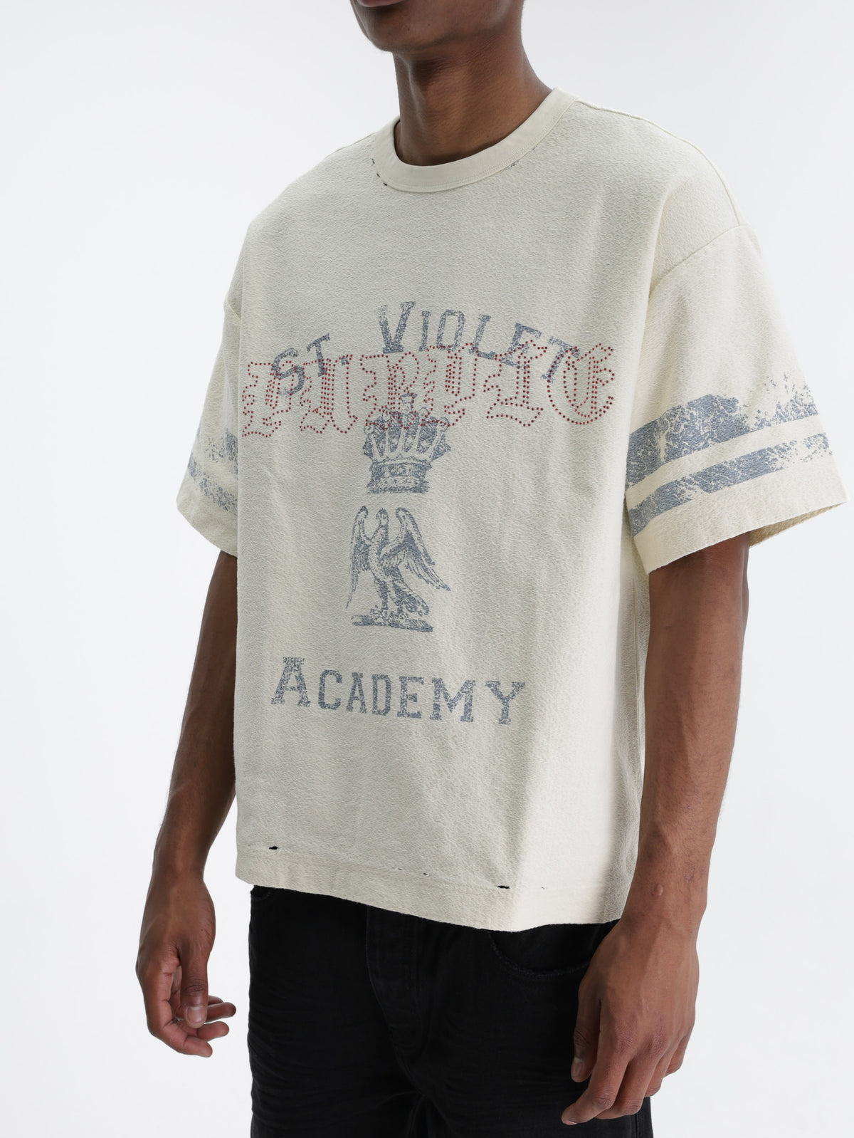 Purple T-Shirt St Violet Crystals Off White