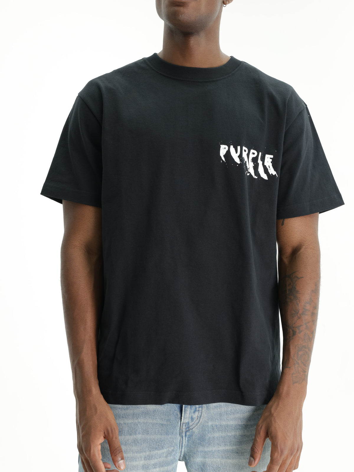 Purple T-Shirt Painted Wordmark Black